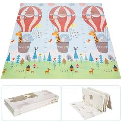 Baby Legetæppe - Foldbart Kravletæppe - Design 3 - Vendbart - Skridsikkert - Tykt - PVC - BPA-frit - Sort