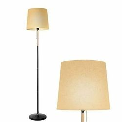 Modern golvlampa - Stående lampa med tygskärm - E27-sockel - Träkropp - 220 V - Ljuskälla ingår ej - Beige med vit skärm