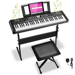 E-piano keyboard - MLS-931 61 tangenter - Halvvægtede tangenter - Indbyggede højttalere - Inkl. X-stativ og skammel - Til begyndere - Sort