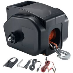 Elektrisk båtvinsch - Trailervinsch 12 V 300 W - Dragkapacitet 900 kg - Reversibel - Kraft in/ut - Frihjulsdrift - Trådbunden fjärrkontroll - Handvev