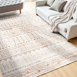 Matta - Rektangulär tvättbar 150 x 240 cm - Halkfri - Rivtålig - Mjuk - Husdjurs- och barnvänlig - För Sovrum & Vardagsrum - Beige