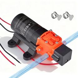 Vattentryckspump - Självsugande membranpump 12 V DC - Flöde 4,5 L/min - Maxtryck 80 PSI - Tvåkammars - Tyst drift - För husbil/husvagn/båt/trädgård