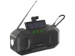 Renkforce RF-CR-300 Outdoorradio FM, AM (1018) Nødradio, Bluetooth, SD genopladelig, Solcellepanel, Håndsving, Lommelygte Sort