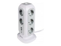 Verbatim EUPT-01 - Effektband - 15-i-1 europeisk multiplugg förlängning - AC 230 V - 3600 Watt - ingång: Typ F - utgångskontakter: 15 (11 x strömtyp