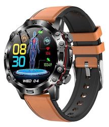 Smart Watch ET482 Sundhedsovervågning 1.43tommer Amoled-skærm IP68 Vandtæt BT-opkald Udendørs Sport Smartwatch til mænd