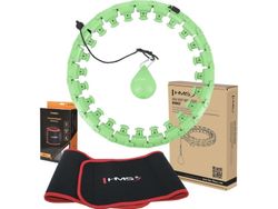 HMS hula hoop med nagler og vekt HMS hhw01 grønn + slankebelte br163 rød