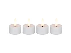 Ekstra LED-telys, Cozzy, 5 cm, Ø3,9 cm, hvit, plast, oppladbar, 3D-flamme, 4 stk.