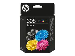 HP 308 - 2-pack - svart, gul, cyan, magenta - original - boks - blekkpatron - for P/N: 714L9B 686