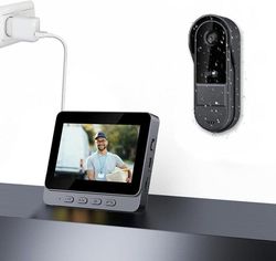 Trådlös dörrklocka med kamera - Trådlös videotelefon - Trådlös video intercom - Vattentät, med 4.3 IPS-skärm, 170° Nattsyn