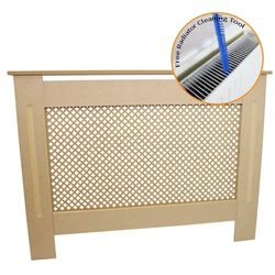 Elementskydd MDF Ofärgad Redo Att Måla 111,5 cm L x 82 cm H x 18,8 cm B Möbler Element Radiator Radiatorskydd Obehandlat Elementskydd Beige Hylla