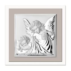 Skyddsängelbild, silver, modern, ovanför sängen | Storlek: 17x17 cm | Artikelnummer: VL81493/1L