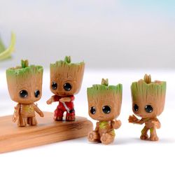 4 stk/sæt Guardians of The Galaxy Tiny Groot Cute Baby Tree Man Model Figur Legetøj 4,5 cm gave ornamenter