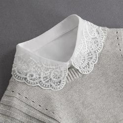 Mode 2025 Front Tie Vit Fake Collar for Women Stand Avtagbar krage Fake Girls Vintage Spets Dam False Blus Collar
