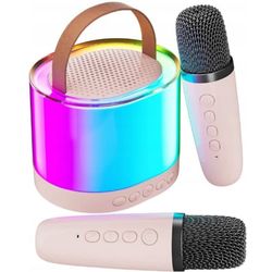 RGB TRÅDLØS HØJTTALERMIKROFON BLUETOOTH KARAOKE SÆT 2 MIKROFONER