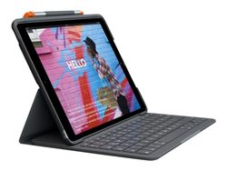 Logitech Slim Folio - Tastatur og folioveske - trådløs - Bluetooth LE - QWERTY - Nordisk (dansk/finsk/norsk/svensk) - Oxford-grå - for Apple 10.9-inc