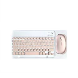 INF Bluetooth-tastatur og -muskombinasjon - 10-tommers oppladbart trådløst tastatur- og musesett med etui (rosa)
