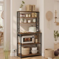 Kökshylla, VASAGLE KKS119K06, 40x80x167 cm, Vintage Brun-Svart