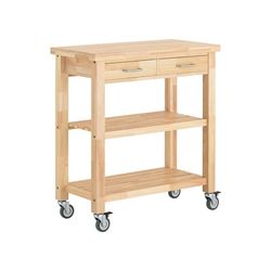 SoBuy Køkkenvogn i gummitræ 80x40x90cm - Køkkenø med hjul | Natur FKW24-II-N