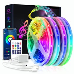 LED Strip Light Chain med Bluetooth, musiksensor och fjärrkontroll 15M
