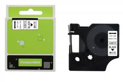 Dymo erstatning Casse Roll | 43613 | Svart tekst - hvit tape