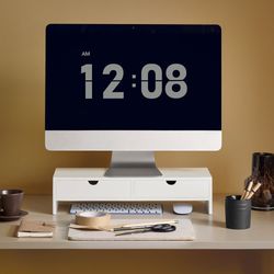 SoBuy Bildskärmsställ,Monitorstativet, Laptopställ, Förvaringsbox, vit, BBF02-W