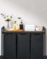Furnstar skittentøyskurv med 3 rom 3×38 l – brun/svart