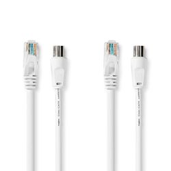Coax og CAT6 Combi Cable | IEC (Coax) Han / RJ45 Han | IEC (Coax) Hun / RJ45 Han | Nikkel belagt | RG58 | 75 Ohm | Dobbelt skjermet | 1.50 m | Rund