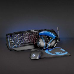 Gaming Combo Kit | 4-i-1 | Tastatur, headset, mus og musematte | Blå / Sort | QWERTY | IT Layout