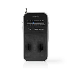 FM-radio | Bærbar design | AM / FM | Batteri drevet | Analog | 1.5 W | Svart hvit skerm | Bluetooth® | Hodetelefonutgang | Aluminium / Sort