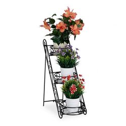 Sort blomstersokkel i metall