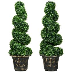 Sett med 2 kunstige planter, UV-bestandig kunstig plante i blomsterpotte, 90 cm stueplante buksbom for innendørs, utendørs