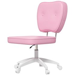 Kontorstol uten armlener, 82-92H cm, barnestol, høydejusterbar, bæreevne opptil 120 kg, rosa