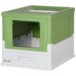 Kattesandboks, kattesandboks med lokk, kattehus med bunnbrett, scoop, deodoriseringsboks, plast, 47,5 x 35,5 x 36,7 cm