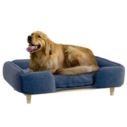 Hundeseng Hundepute Hundekurv Hundesofa Treben, Polyester, Mørkeblå, 96 X 66 X 24 Cm