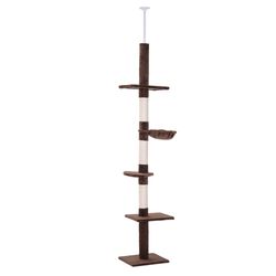 Kradsestolpe Loft Høj Brun Højdejusterbart Kattetræ Med Sisal-Søjler, Til Klatring Og Ridsning, 40X34X230-260Cm