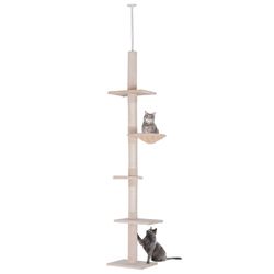 Kradsestolpe Loft Høj Beige Højdejusterbart Kattetræ Med Sisal-Søjler, Til Klatring Og Ridsning, 40X34X230-260Cm