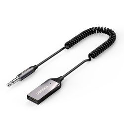 Lydmottaker Bluetooth 5.3 lydadapter USB AUX jack kabel svart