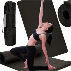 Yoga træningsmåtte tyk 185x80x1,5 cm sort