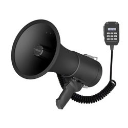Kraftig megafon 50W, innebygd sirene, opptak, volumjustering, Bluetooth-avspilling, håndholdt mikrofon og mp3-uttak for lydrekkevidde over 1200 meter.