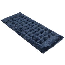 190 x 70 cm feltsengspute i bomull 7 cm tykk madrass med 4 festestropper blå