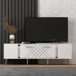 TV Stand Detas - Hvid, Sølv