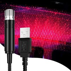 Rødt USB-drevet stjernelys for bil, hjem, soverom ...
