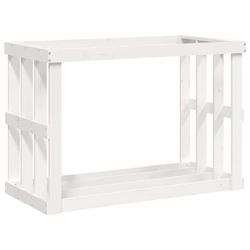 vidaXL Utendørs vedstativ hvit 108x52x74 cm heltre furu