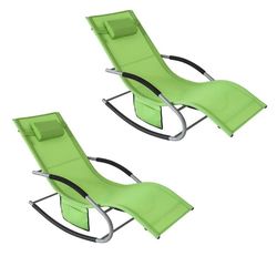 SoBuy 2 x Gyngestol | Solstol til Udendørsbrug – Grøn OGS28-GRx2
