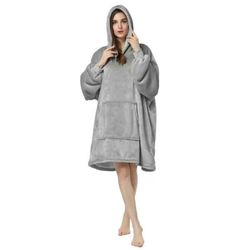 Hoodie teppe - Overstore hette genser teppe snuggie grå