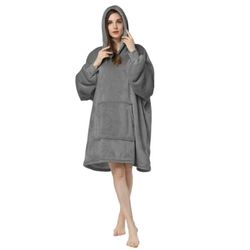 Hoodie teppe - Overstørrelse Luv -skjorte følte SNUGGIE Dark Grey