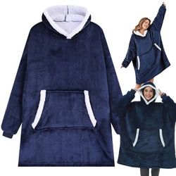 Snuggie Hettegenser Teppe Oversize filtgenser Mørkeblå