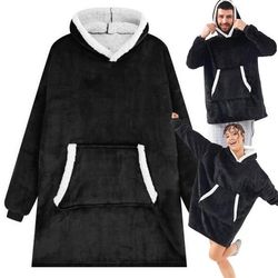 Snuggie Hoodie Teppe Oversize Teppe Genser Svart