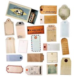 60x Klisteretiketter i Ask, Vintage - Nr. 3