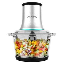 Cecotec 500-W 500-g capacity electric meat and vegetable food mincer with 4 blades.